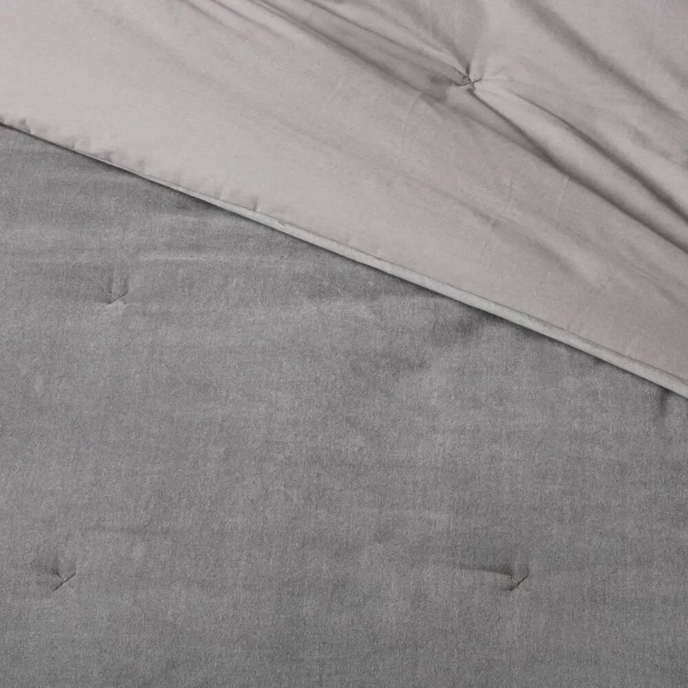 Full/Queen Velvet Comforter and Sham Set Charcoal - OEKO-TEX Washable